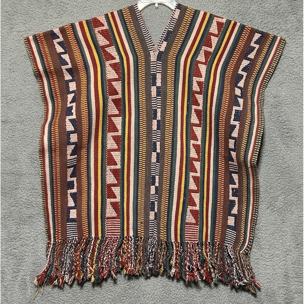 Wool Blend Handmade‎ Poncho Baja Boho Mexican Festival Hippie Outdoor Surf Camp